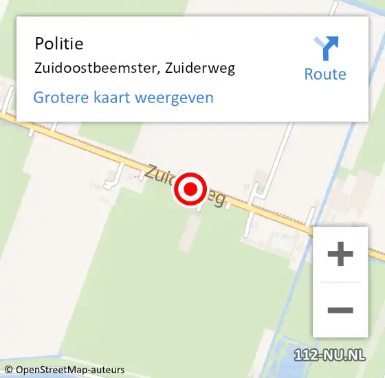 Locatie op kaart van de 112 melding: Politie Zuidoostbeemster, Zuiderweg op 25 juni 2017 06:01