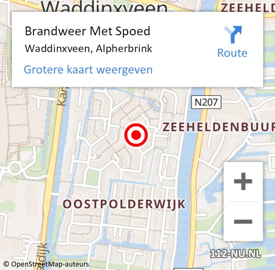 Locatie op kaart van de 112 melding: Brandweer Met Spoed Naar Waddinxveen, Alpherbrink op 25 juni 2017 07:46