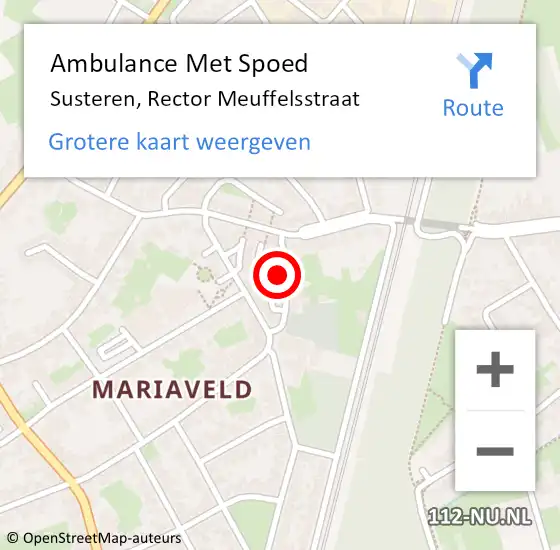 Locatie op kaart van de 112 melding: Ambulance Met Spoed Naar Susteren, Rector Meuffelsstraat op 25 juni 2017 08:38