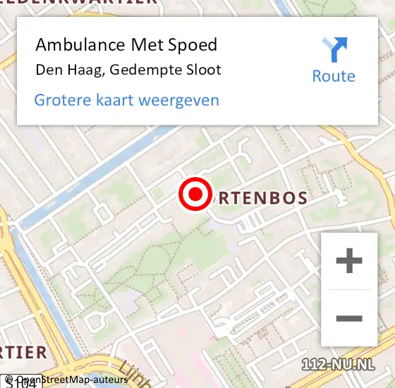 Locatie op kaart van de 112 melding: Ambulance Met Spoed Naar Den Haag, Gedempte Sloot op 25 juni 2017 08:41