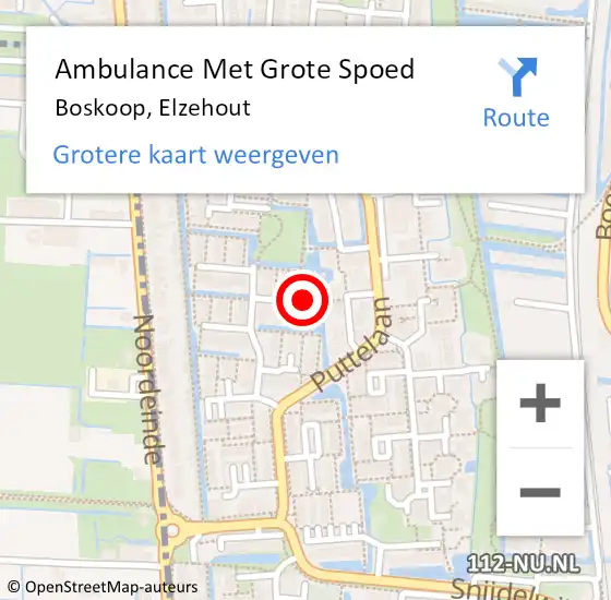 Locatie op kaart van de 112 melding: Ambulance Met Grote Spoed Naar Boskoop, Elzehout op 25 juni 2017 08:42