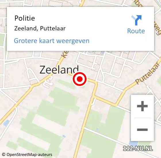 Locatie op kaart van de 112 melding: Politie Zeeland, Puttelaar op 25 juni 2017 08:54