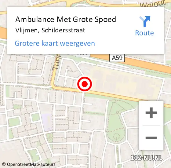 Locatie op kaart van de 112 melding: Ambulance Met Grote Spoed Naar Vlijmen, Schildersstraat op 24 januari 2014 22:24