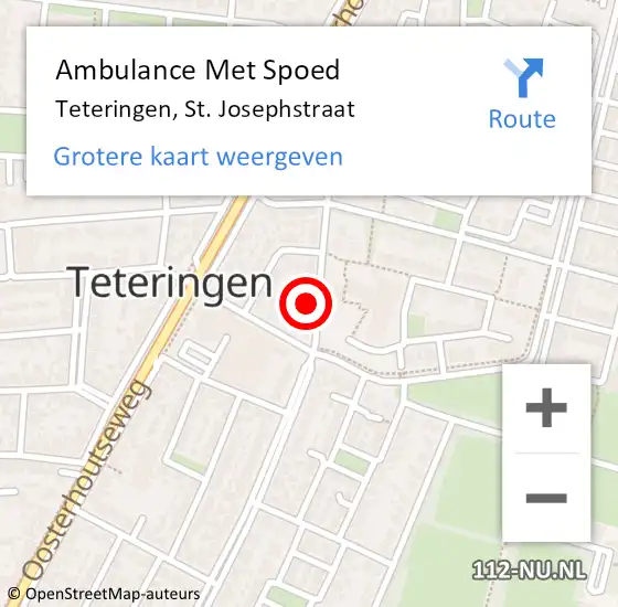 Locatie op kaart van de 112 melding: Ambulance Met Spoed Naar Teteringen, St. Josephstraat op 25 juni 2017 09:14