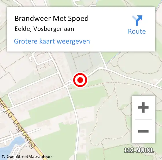 Locatie op kaart van de 112 melding: Brandweer Met Spoed Naar Eelde, Vosbergerlaan op 25 juni 2017 09:29