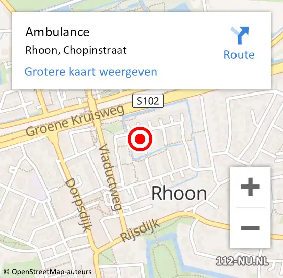 Locatie op kaart van de 112 melding: Ambulance Rhoon, Chopinstraat op 25 juni 2017 09:29