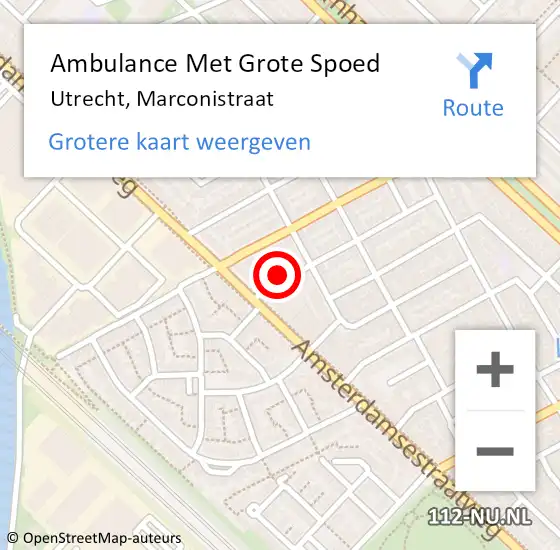 Locatie op kaart van de 112 melding: Ambulance Met Grote Spoed Naar Utrecht, Marconistraat op 25 juni 2017 10:16