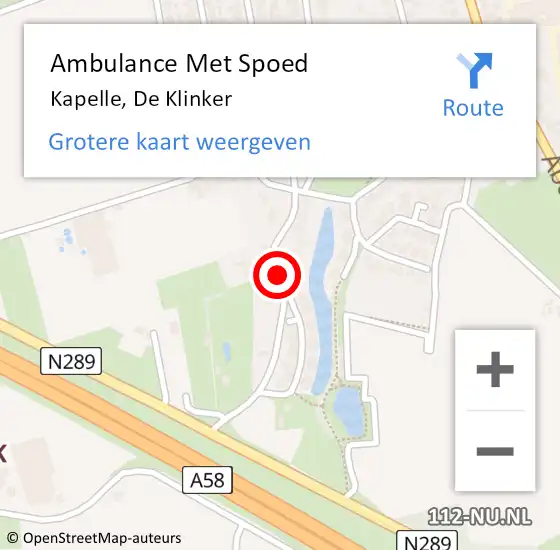 Locatie op kaart van de 112 melding: Ambulance Met Spoed Naar Kapelle, De Klinker op 25 juni 2017 10:33