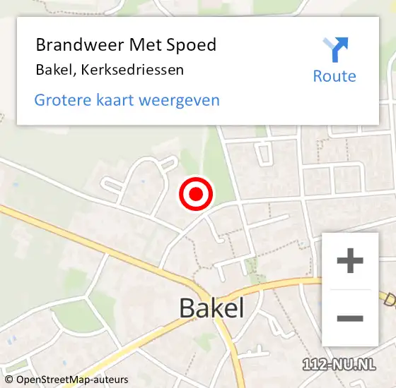 Locatie op kaart van de 112 melding: Brandweer Met Spoed Naar Bakel, Kerksedriessen op 25 juni 2017 11:07