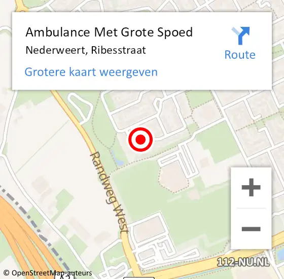 Locatie op kaart van de 112 melding: Ambulance Met Grote Spoed Naar Nederweert, Ribesstraat op 25 juni 2017 11:09