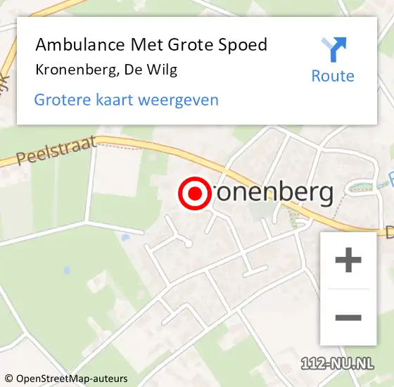 Locatie op kaart van de 112 melding: Ambulance Met Grote Spoed Naar Kronenberg, De Wilg op 25 juni 2017 11:25