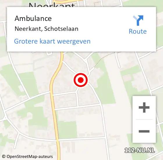 Locatie op kaart van de 112 melding: Ambulance Neerkant, Schotselaan op 25 juni 2017 11:40