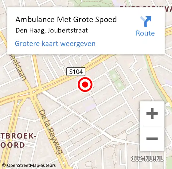 Locatie op kaart van de 112 melding: Ambulance Met Grote Spoed Naar Den Haag, Joubertstraat op 25 juni 2017 11:55