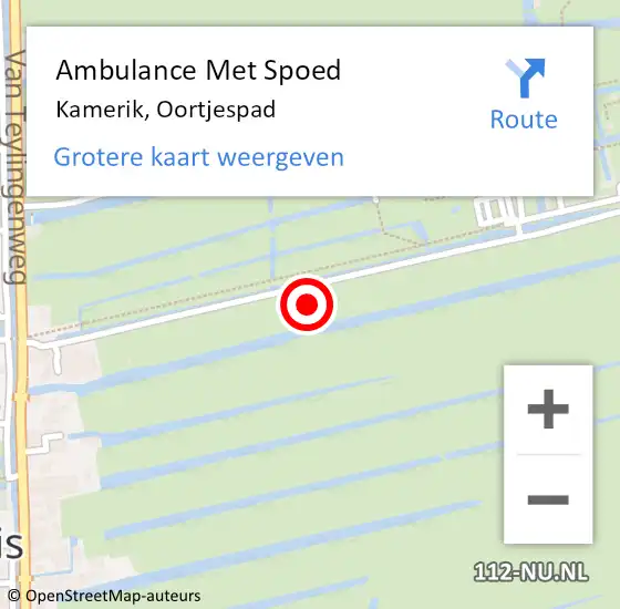 Locatie op kaart van de 112 melding: Ambulance Met Spoed Naar Kamerik, Oortjespad op 25 juni 2017 12:01