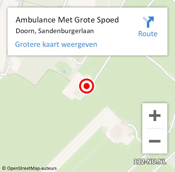 Locatie op kaart van de 112 melding: Ambulance Met Grote Spoed Naar Doorn, Sandenburgerlaan op 25 juni 2017 12:37