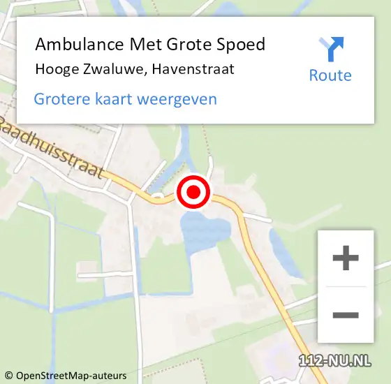 Locatie op kaart van de 112 melding: Ambulance Met Grote Spoed Naar Hooge Zwaluwe, Havenstraat op 25 juni 2017 13:12