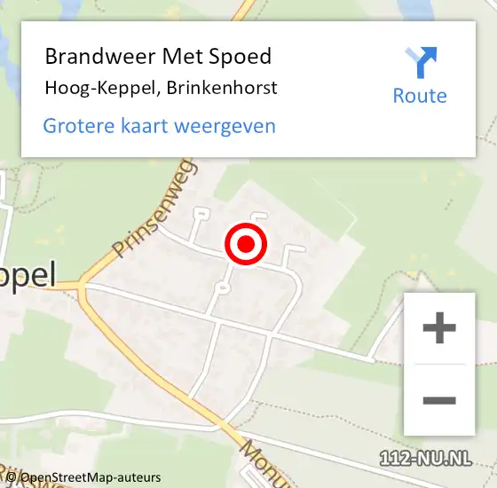 Locatie op kaart van de 112 melding: Brandweer Met Spoed Naar Hoog-Keppel, Brinkenhorst op 25 juni 2017 13:36