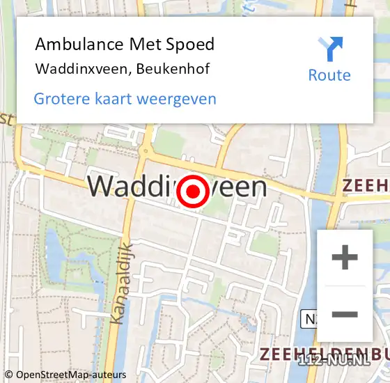 Locatie op kaart van de 112 melding: Ambulance Met Spoed Naar Waddinxveen, Beukenhof op 25 juni 2017 14:12