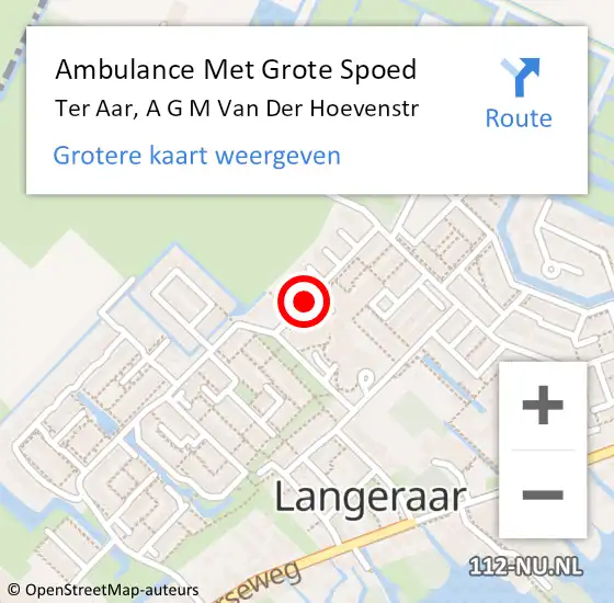 Locatie op kaart van de 112 melding: Ambulance Met Grote Spoed Naar Ter Aar, A G M van der Hoevenstr op 25 juni 2017 14:29