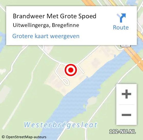 Locatie op kaart van de 112 melding: Brandweer Met Grote Spoed Naar Uitwellingerga, Bregefinne op 25 juni 2017 15:15