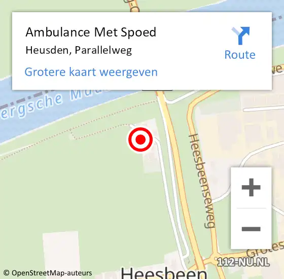 Locatie op kaart van de 112 melding: Ambulance Met Spoed Naar Heusden, Parallelweg op 25 juni 2017 15:30