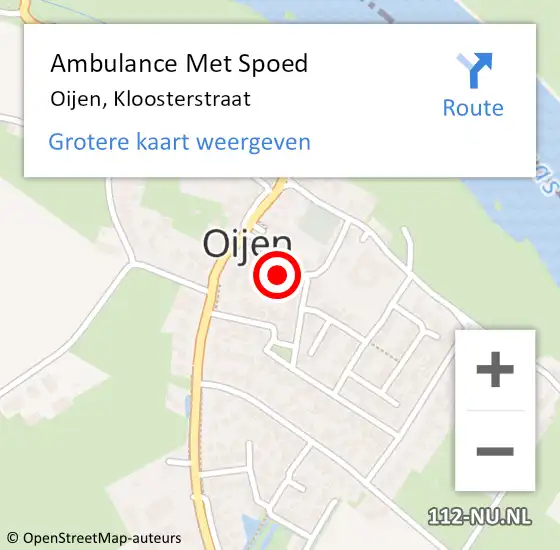 Locatie op kaart van de 112 melding: Ambulance Met Spoed Naar Oijen, Kloosterstraat op 25 juni 2017 15:57