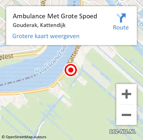 Locatie op kaart van de 112 melding: Ambulance Met Grote Spoed Naar Gouderak, Kattendijk op 25 juni 2017 16:08