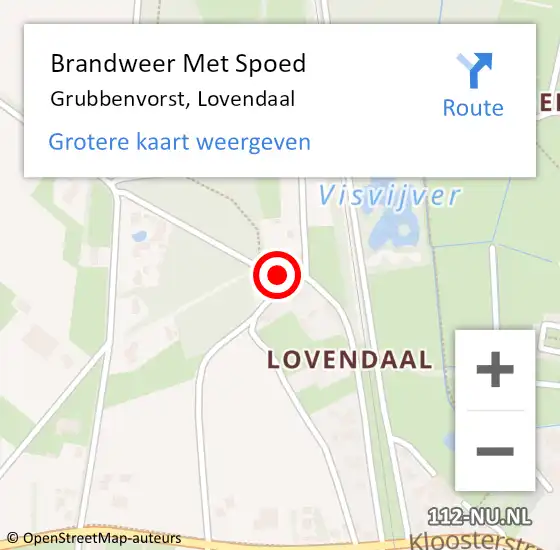 Locatie op kaart van de 112 melding: Brandweer Met Spoed Naar Grubbenvorst, Lovendaal op 25 juni 2017 16:17