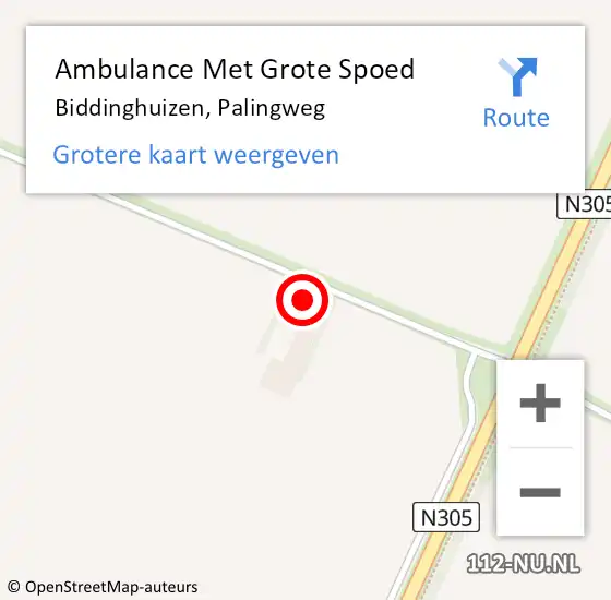Locatie op kaart van de 112 melding: Ambulance Met Grote Spoed Naar Biddinghuizen, Palingweg op 25 juni 2017 17:43