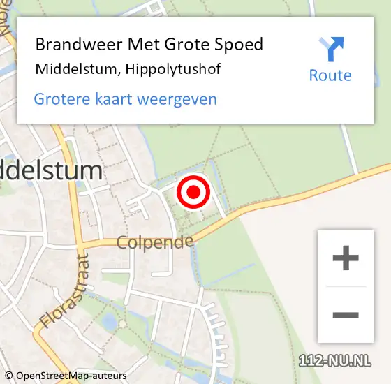 Locatie op kaart van de 112 melding: Brandweer Met Grote Spoed Naar Middelstum, Hippolytushof op 25 juni 2017 18:27