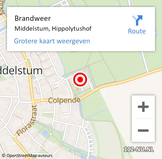 Locatie op kaart van de 112 melding: Brandweer Middelstum, Hippolytushof op 25 juni 2017 18:31
