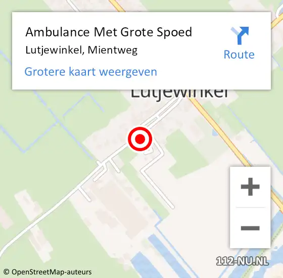 Locatie op kaart van de 112 melding: Ambulance Met Grote Spoed Naar Lutjewinkel, Mientweg op 25 juni 2017 18:36