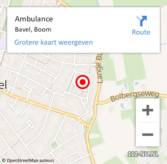 Locatie op kaart van de 112 melding: Ambulance Bavel, Boom op 25 juni 2017 19:19