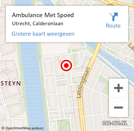 Locatie op kaart van de 112 melding: Ambulance Met Spoed Naar Utrecht, Calderonlaan op 25 juni 2017 19:29