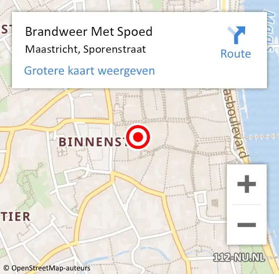 Locatie op kaart van de 112 melding: Brandweer Met Spoed Naar Maastricht, Sporenstraat op 25 juni 2017 20:24