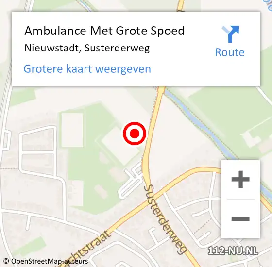 Locatie op kaart van de 112 melding: Ambulance Met Grote Spoed Naar Nieuwstadt, Susterderweg op 25 juni 2017 20:44