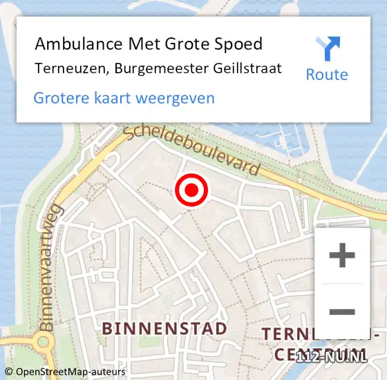 Locatie op kaart van de 112 melding: Ambulance Met Grote Spoed Naar Terneuzen, Burgemeester Geillstraat op 25 juni 2017 20:58