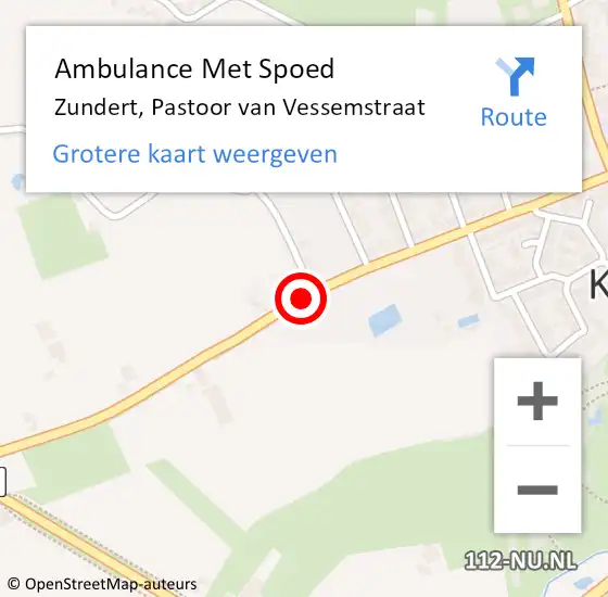 Locatie op kaart van de 112 melding: Ambulance Met Spoed Naar Zundert, Pastoor van Vessemstraat op 25 juni 2017 21:08