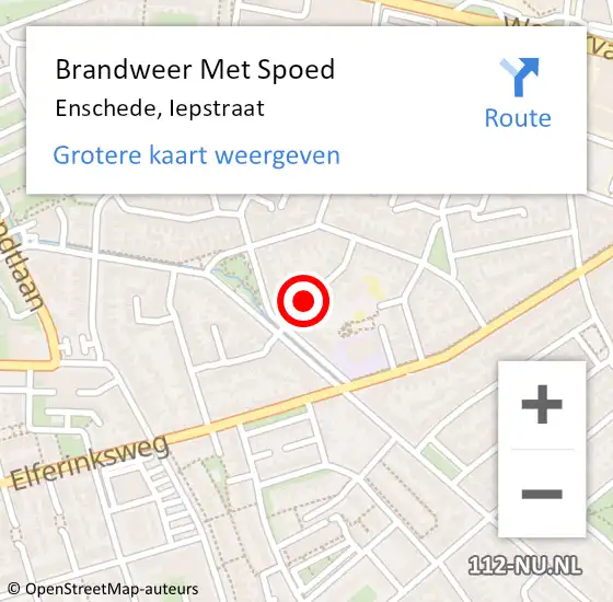 Locatie op kaart van de 112 melding: Brandweer Met Spoed Naar Enschede, Iepstraat op 25 juni 2017 22:09