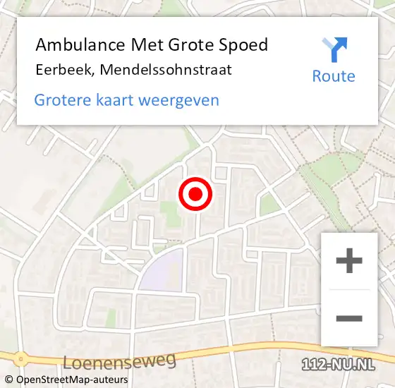 Locatie op kaart van de 112 melding: Ambulance Met Grote Spoed Naar Eerbeek, Mendelssohnstraat op 25 juni 2017 22:57