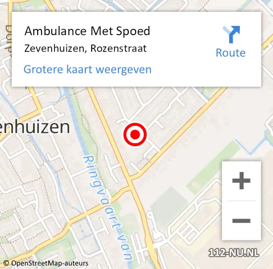 Locatie op kaart van de 112 melding: Ambulance Met Spoed Naar Zevenhuizen, Rozenstraat op 25 juni 2017 23:33