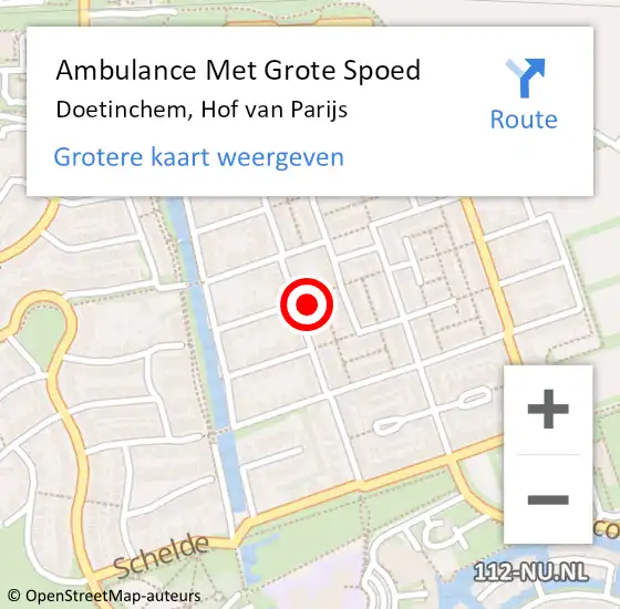 Locatie op kaart van de 112 melding: Ambulance Met Grote Spoed Naar Doetinchem, Hof van Parijs op 26 juni 2017 00:16