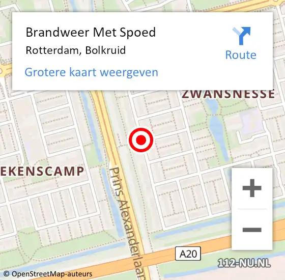 Locatie op kaart van de 112 melding: Brandweer Met Spoed Naar Rotterdam, Bolkruid op 26 juni 2017 01:15