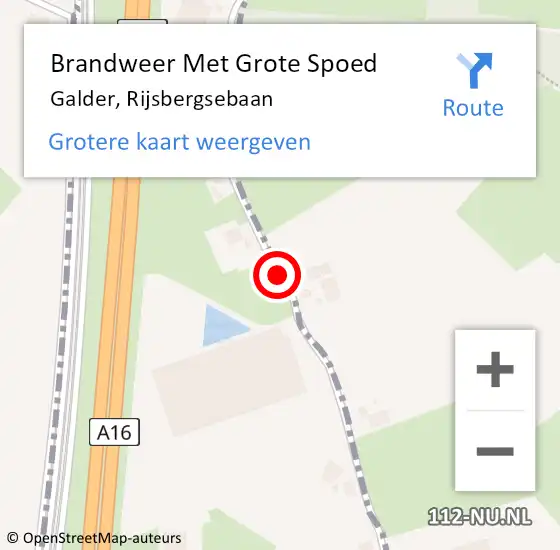 Locatie op kaart van de 112 melding: Brandweer Met Grote Spoed Naar Galder, Rijsbergsebaan op 26 juni 2017 02:19