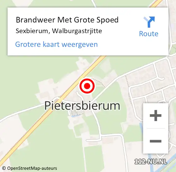 Locatie op kaart van de 112 melding: Brandweer Met Grote Spoed Naar Sexbierum, Walburgastrjitte op 26 juni 2017 02:28