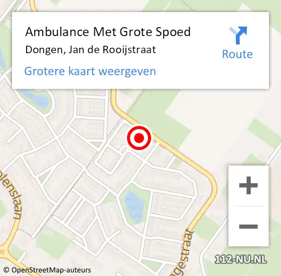 Locatie op kaart van de 112 melding: Ambulance Met Grote Spoed Naar Dongen, Jan de Rooijstraat op 26 juni 2017 02:30