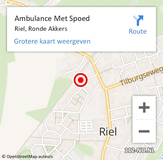 Locatie op kaart van de 112 melding: Ambulance Met Spoed Naar Riel, Ronde Akkers op 26 juni 2017 04:12