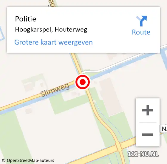 Locatie op kaart van de 112 melding: Politie Hoogkarspel, Houterweg op 26 juni 2017 06:41