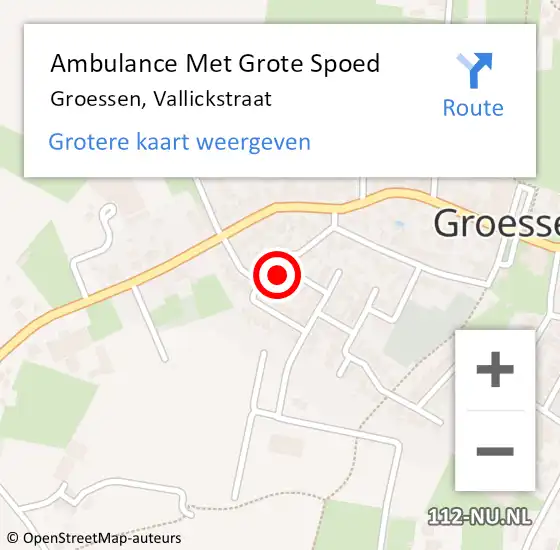Locatie op kaart van de 112 melding: Ambulance Met Grote Spoed Naar Groessen, Vallickstraat op 26 juni 2017 07:24