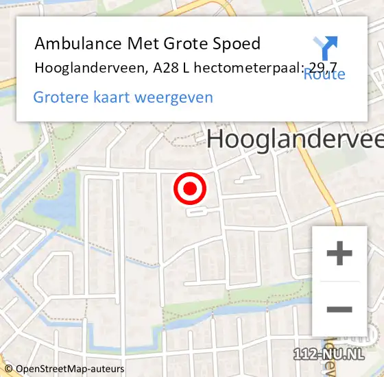 Locatie op kaart van de 112 melding: Ambulance Met Grote Spoed Naar Hooglanderveen, A28 L hectometerpaal: 29,7 op 26 juni 2017 07:49